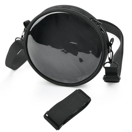 Bolsa de almacenamiento para reproductor de CD con cubierta transparente para ventana, funda de transporte portátil Discman para reproductores de 6 pulgadas, correa de hombro ajustable y banda de
