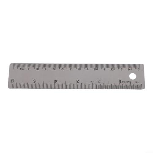 Regla de acero inoxidable con respaldo de corcho antideslizante, marcas grabadas de precisión en pulgadas y cm, borde recto de metal antideslizante para dibujo, carpintería, arte y proyectos escolares