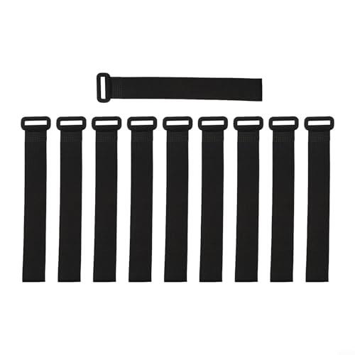 Paquete de 10 correas de red de portería de poliéster para redes de fútbol con cierre ajustable para tamaños estándar de marco de portería (20 x 300 mm)