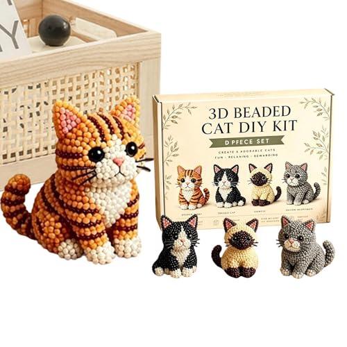Genérico Kit De Abalorios De Animales DIY | Gato 3D Adorable Para Principiantes,Kit Manualidades Animales Hechos A Mano,Para Escritorio, Estantería, Clase Arte, Oficina Y Hogar