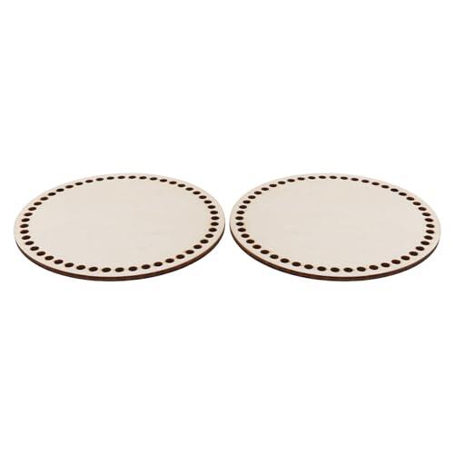 Qcwwy Fondo de Cesta de Ganchillo de Madera, Paquete de 2, Base Cuadrada de 14x14cm con Agujeros Grandes para Bolsas de Tejer, Cestas de Almacenamiento y Proyectos de Manualidades
