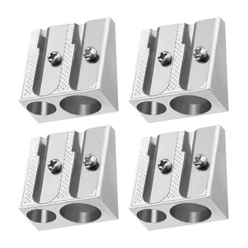 Zerodeko Sacapuntas Creativo 4 Unidades Pequeñas de Aleación de Aluminio Diseño de Doble Orificio Afilado Preciso y Uso Versátil para Estudiantes y Oficina