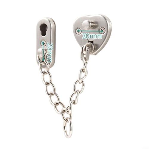 Nexbrill Cadena de puerta antirrobo, cerradura de seguridad sin taladro de acero inoxidable para el hogar, hotel, apartamento, pestillo de seguridad resistente, 10,5 x 5,3 cm (plata)