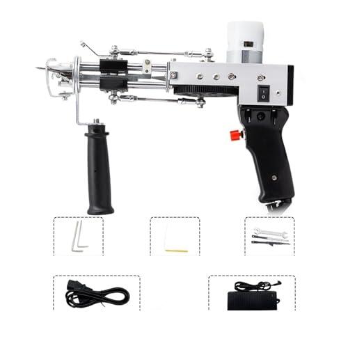 Pistola de mechones 2 en 1, pistola eléctrica de mechones de alfombras, puede cortar pilas y bucles, pistola de mano, alfombras, herramientas eléctricas de flocado(PLUG 110-02)