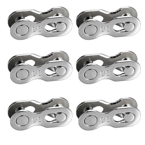 QEAS 6 pares de candado de cadena para bicicleta, 9 velocidades, de acero, compatible con cadena Shimano de 9 compartimentos, para bicicleta de montaña Shimano, reparación de bicicleta de montaña
