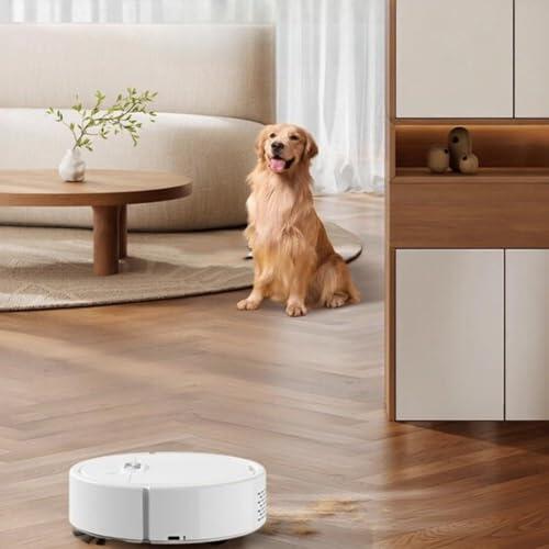 Rackumic Robot aspirador 3 en 1, barrido y trapeador húmedo para limpieza de pisos del hogar con modos automáticos de borde de punto, sensor anticaídas, cubo de basura grande, negro (blanco)