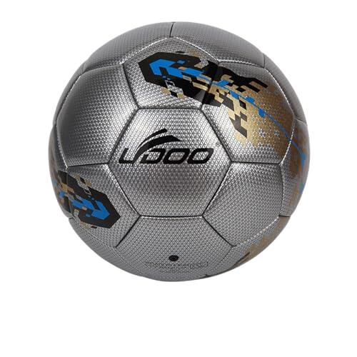 Hixingo Balón de Fútbol Tamaño 5 PVC, Antideslizante y Resistente, Apto para Niños Jóvenes Adultos, Uso Interior y Exterior, Perfecto Regalo Deportivo (Plata)