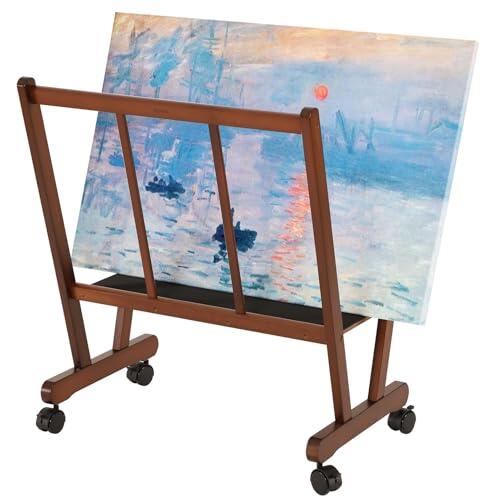 IEOWY Estante de Madera para Secado y exhibición - Estante Grande para Almacenamiento de Arte con Ruedas, para lienzos, láminas y pósteres – Organizador de Arte para exposiciones, Estudios y galerías