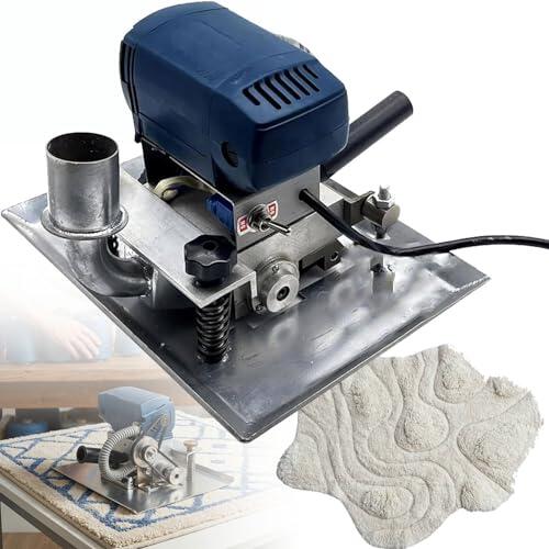 JozyJul Máquina de Corte Plana de 500 W, Recortadora eléctrica de 15000 RPM para alfombras, Tijeras de tufting de alfombras de Profundidad Ajustable, Talladora de alfombras