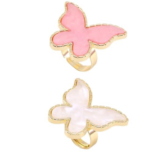 Mikikit Paletas de Decoración de Uñas Material Aleación de Zinc y Resina con Forma de Anillo, 2 Piezas Portátiles y Convenientes para Trabajo DIY de Uñas