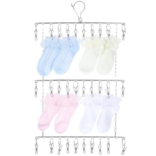 HOMOBABE Secadora de Ropa Colgante Plegable con Pinzas Antideslizantes de Acero Inoxidable Organizador Portátil para Calcetines Ropa Interior y Prendas de Ahorro de Espacio para Hogar
