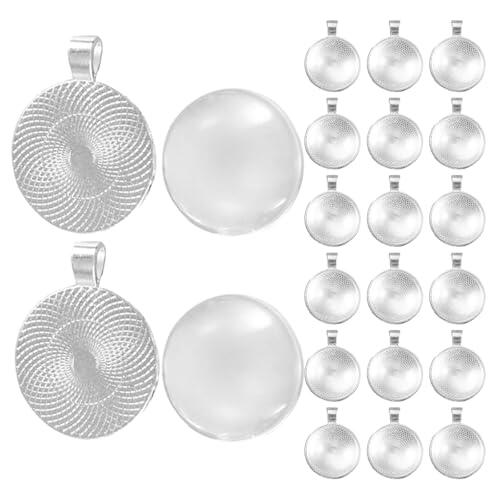 Holibanna 25 Juegos Bandejas Redondas para Fotos con Vidrio Transparente para Colgantes para Fabricación de Joyería Artesanal y Manualidades