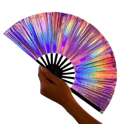 Genérico Ventiladores plegables de mano, gran ventilador de mano plegable, Ventilador plegable a grande de manualidades, Photos con marcos de madera para baile, cosplay, bodas, decoraciones de