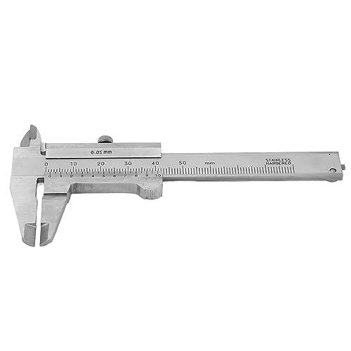 TIKATARER Calibrador Vernier Calibrador de Medición de Acero Inoxidable 0 50 Mm Buena Precisión Escala Dual para Reparación de Relojes de Joyería y Medición de Piezas Pequeñas