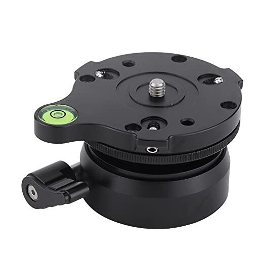Cabeza de Bola para trípode DY‑60N, Base niveladora de aleación de Aluminio con rotación de 360°, ángulo de Ajuste de ±15° y Nivel de Burbuja Integrado para cámaras DSLR; Incluye
