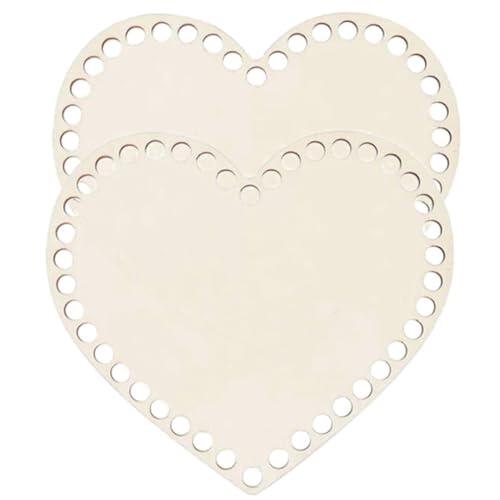 Uonlytech Base de Madera en Forma de Corazón Color Beige Agujeros Preperforados 2 Piezas para Bolsos DIY Adecuado para Cestas y Bolsas de Ganchillo en Casa