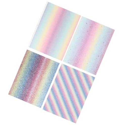 POPETPOP Tela de Cuero Pu 4 Piezas A4 para Manualidades Degradado de Arcoíris Resistente y Flexible, Adecuado para Accesorios de Bolso y Zapatos Hechos a Mano