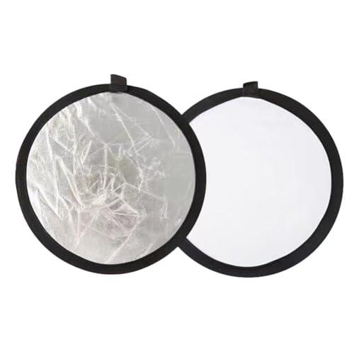 EasyByMall Reflector de fotografía 5 en 1 de 30 cm, disco de luz plegable con superficies doradas, plateadas, blancas, negras y translúcidas para estudio y retratos al aire libre