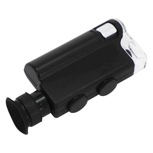 EasyByMall Microscopio gemológico portátil con zoom de 200x-240x con luz UV para evaluación de piedras de joyería, lupa compacta de mano ABS