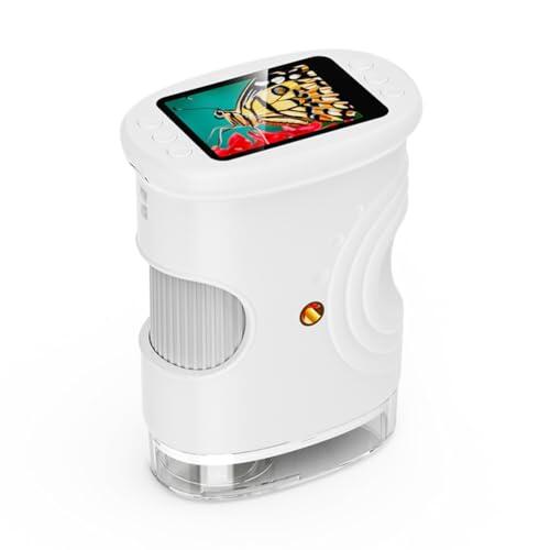 EasyByMall Microscopio digital de aumento de 1000X, resolución 4K, pantalla IPS de 2.0 pulgadas, 8 luces LED, recargable, 600 mAh, tipo C, para ciencias de la educación