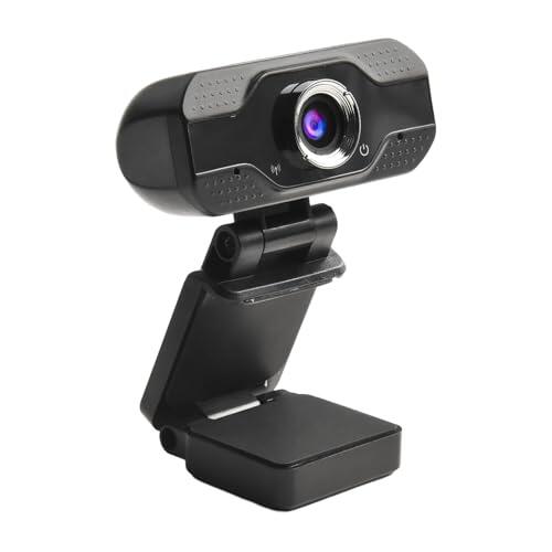 EasyByMall Cámara web HD para computadora con micrófono, lente gran angular para videoconferencias y transmisión, y reproducción para PC, laptop, escritorio