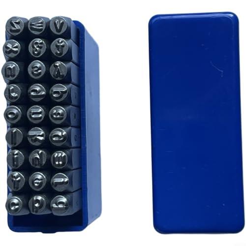 Sileduove Juego de 27 sellos de acero, kit de estampado de metal, herramientas manuales, letras minúsculas y números de precisión para joyas de bricolaje, acero al carbono de grado industrial