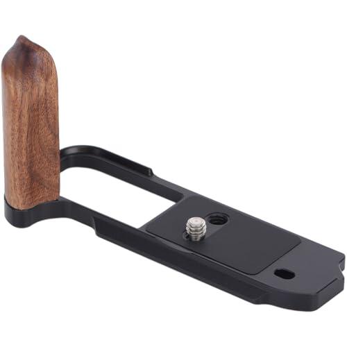 EasyByMall Mango de madera para cámaras Sony RX1R III y RX100 III, base de aleación de aluminio y madera de nogal, accesorio de montaje de tornillo con almohadillas de goma