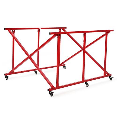Garvee carro plegable para caja de camioneta/cama de pickup, 6 ruedas, acero, transporte de piezas grandes, carga aprox. 363 kg, plegado compacto, taller y garaje [149,6x117,8x82,4 cm, rojo]