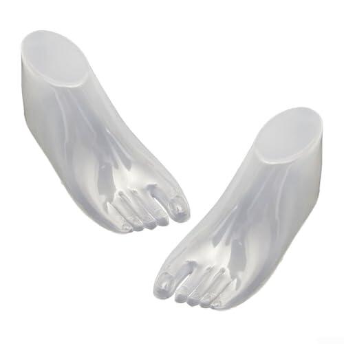 Herramienta de modelo de pie para zapatos, 1 par, construcción de PVC transparente, compatible con aplicaciones minoristas y domésticas