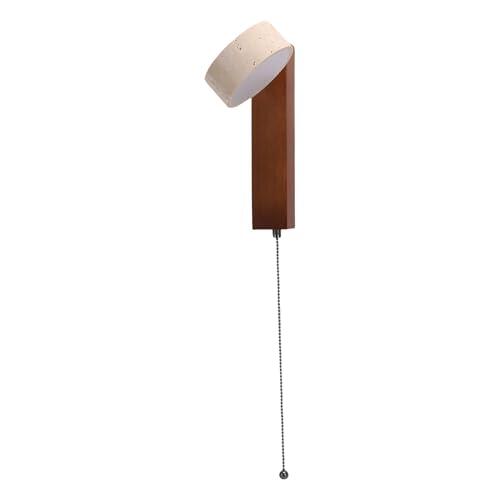 Yusat Aplique de Pared de Piedra Travertino Aplique de Pared de Madera de Roble 9W LED Cálido Giratorio 180 Grados Lámpara de Minimalista Moderna para Pasillo Dormitorio Baño (1)
