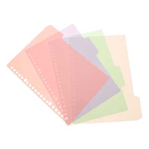 iplusmile 4 Piezas Separadores de Carpeta Rosa de Pp con 4 Pestañas para Organización Conveniente y Fácil Cambio de Página, Adecuado para Estudio y Uso en Casa