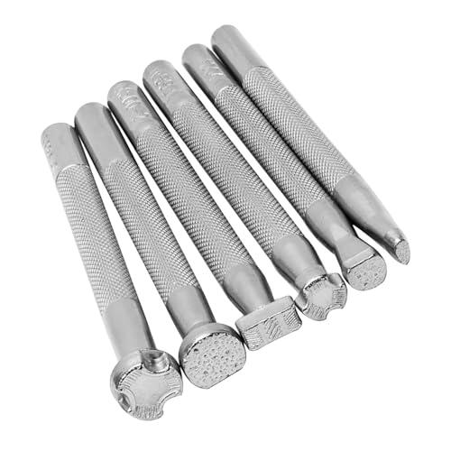 Angoily 6 Piezas Juego de Herramientas para Estampado y Grabado en Cuero Acero de Aleación, Adecuado para Artesanía y Manualidades en Cinturones y Productos de Cuero