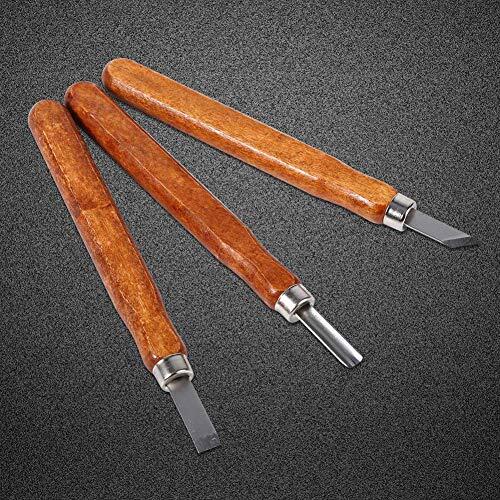 Ailgely Juego de Herramientas de Tallado para Principiantes, Kit Mini Cuchillo Cincel Duradero para Manualidades en Madera y Arcilla, 3/6/9 Piezas, Madera y Acero Al Carbono (Juego 3 piezas.)