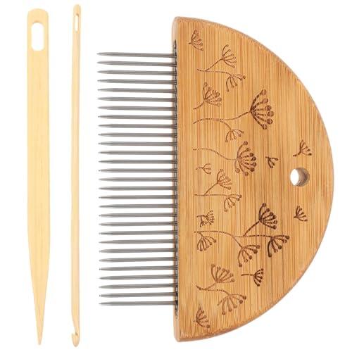 HOMSFOU Juego de Herramientas Kit DIY de Madera y Acero para Tejer Agujas y Peines Suaves para Manualidades y Proyectos Hechos a Mano