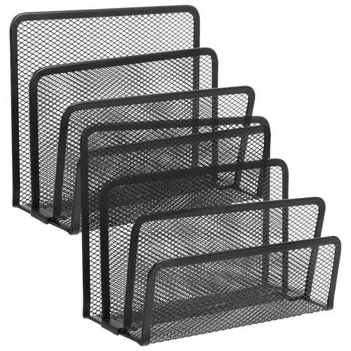 HOMOCONO Organizador de Documentos Metálico 2piezas para Oficina y Biblioteca, Estante para Libros Negro de Hierro Diseño Simple y Esquinas Redondeadas
