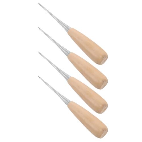 COHEALI 4 Piezas Punzón de Costura Mango de Madera en Forma de Calabaza para Perforar Cuero y Libros, Diseño Portátil Adecuado para Manualidades y Creación de Joyas