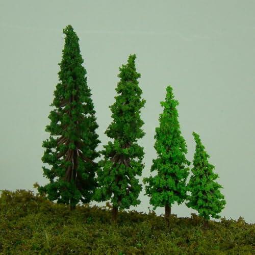 Tidevib Paquete de 40 modelos de árboles de plástico, diorama de ferrocarril y juego de guerra, paisaje en miniatura con decoración de bonsái, 3,5 cm/4,5 cm de altura, color verde