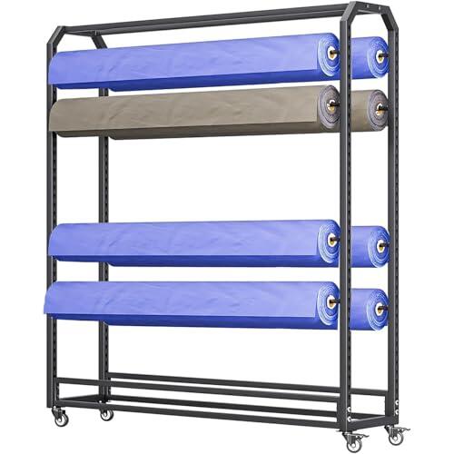 Expositor de Rollos de Tela de Alta Resistencia con Barra de suspensión Ajustable y Ruedas, Expositor Comercial para láminas para Ventanas, vinilos para automóviles, Papel Tapiz y