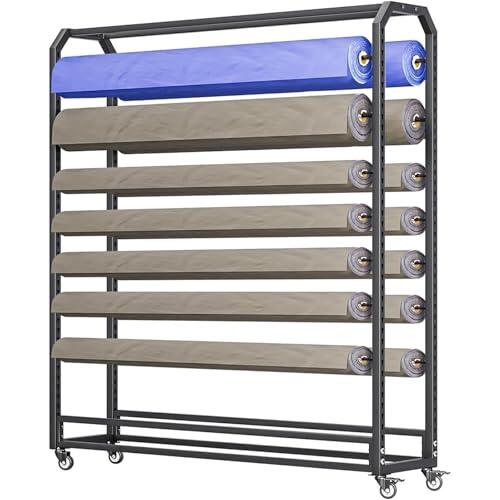 Expositor de Rollos de Tela de Alta Resistencia con Barra de suspensión Ajustable y Ruedas, Expositor Comercial para láminas para Ventanas, vinilos para automóviles, Papel Tapiz y