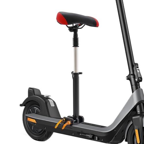 Sillín Patinete Eléctrico, Asiento Scooter Universal Altura Ajustable 40-60 Cm, Sillín Plegable Aleación Aluminio Cojín PU Transpirable Accesorio Cómodo Antigolpes, Ancho 14-15 Cm