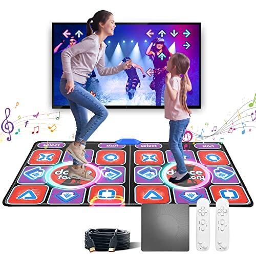 Mechprip Alfombra de Baile Niña, Alfombra de Baile Doble Luminosa de 12 Teclas con Bluetooth, Juego de Danza Interactivo, Alfombrilla Baile Antideslizante para Niños, Adultos, Niñas y Niños