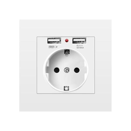 Xnuiasqe de Corriente Estándar de la UE con Dos Puertos USB de 5 V, 2,1 A y 16 A para Hoteles, Residencias y Hogares.