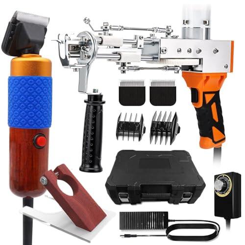 BOOZXCV Pistola de tufting con Kit de Recortadora de alfombras, Pantalla Digital, Velocidad Ajustable, máquina 2 en 1 para Hacer alfombras de Pelo Cortado y en Bucle para Principiantes. (D)