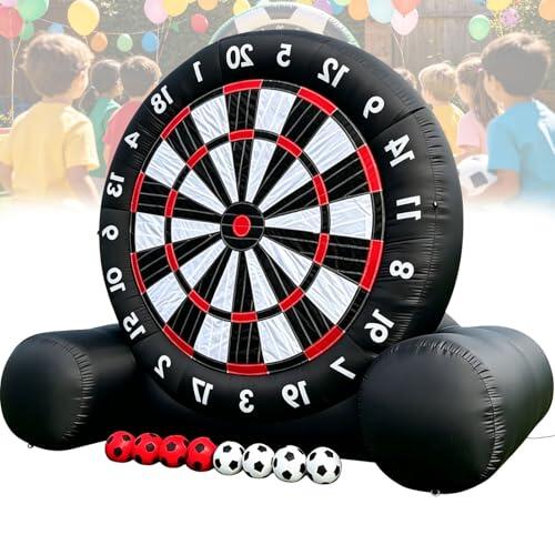 Dardera gigante inflable para fútbol Kick Dartboard, juego interactivo para el jardín que incluye 8 balones de fútbol adherentes y soplador, ideal para actividades de formación de equipos B-3M