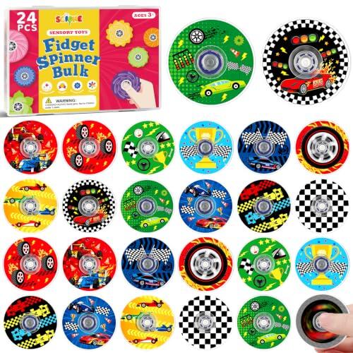 SCIONE 24 Pcs Mini Fidget Spinner Coche Carreras Regalos Cumpleaños Niños
