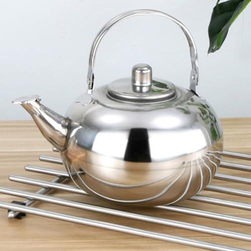 JoyousMall Hervidor de acero inoxidable con mango resistente al calor, para camping, cafetera, tetera, restaurante, tetera pequeña con filtro