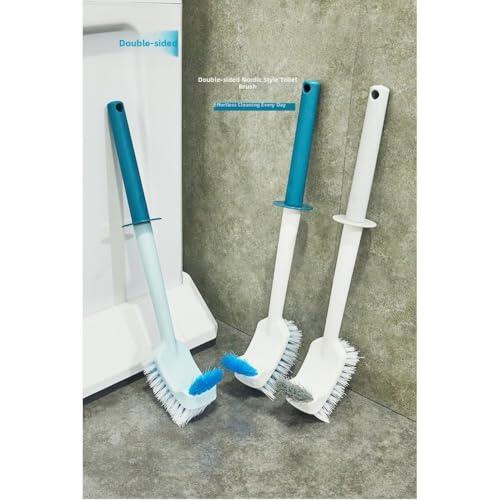 Cepillo de inodoro montado en la pared, cepillo de limpieza de baño, cerdas de doble cara, limpieza profunda de 360 grados, mango ergonómico antideslizante, almacenamiento que ahorra espacio, plástico
