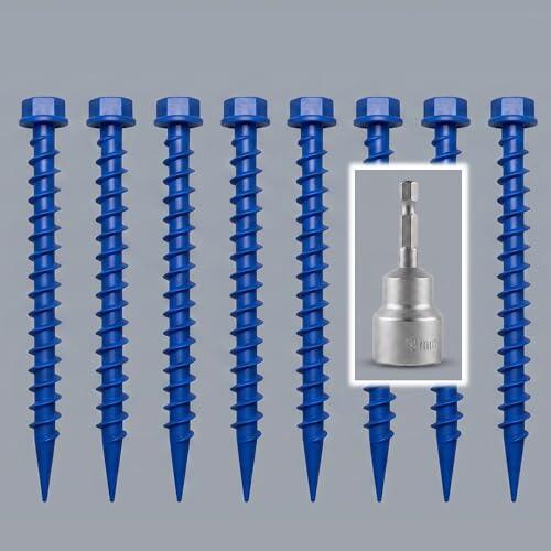 your GEAR Piquetas de tornillo SCR 26 cm – 8 piquetas + broca de 19 mm para suelos normales a blandos