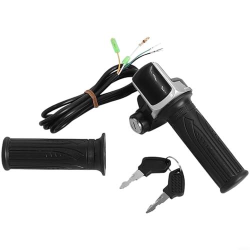 FUBESK Acelerador eléctrico de 24 V, 36 V, 48 V, 60 V, con bloqueo de seguridad, indicador de estado de batería de 9 LED, agarre ergonómico para manillar, diseño plegable, construcción de ABS y