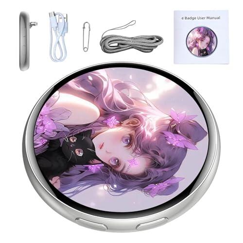 Genérico Pin Digital,Pantalla Táctil HD Recargable Ponible Dinámica - Electrónica Inteligente,Para Niños Y Adultos, Convenciones Cómics, ACG, Cosplay, Hogar, Viajes,